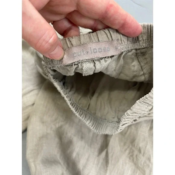 Cut Loose 100% Linen Lantern Pants Womens Small Beige Elastic Waist Made in USA - Picture 4 of 11